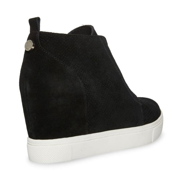 NEW Steve Madden Suede Women Ladies Wedge High Sneaker Black WITH BOX $79 MSRP - Picture 6 of 12